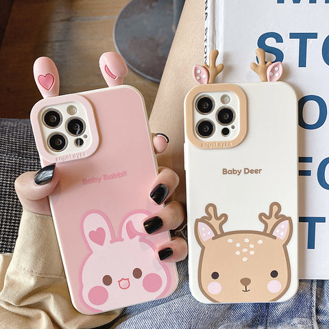 Cute Rabbit and Deer Phone Case for iphone 7plus/8P/X/XS/XR/XS Max/11/11pro max/12/12pro/12pro max/13/13pro/13pro max JK3070