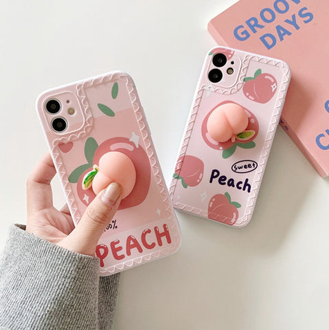 Kawaii Peach Phone Case for iphone7/7plus/8/8P/X/XS/XR/XS Max/11/11 pro/11 pro max/12/12pro/12mini/12pro max JK2670