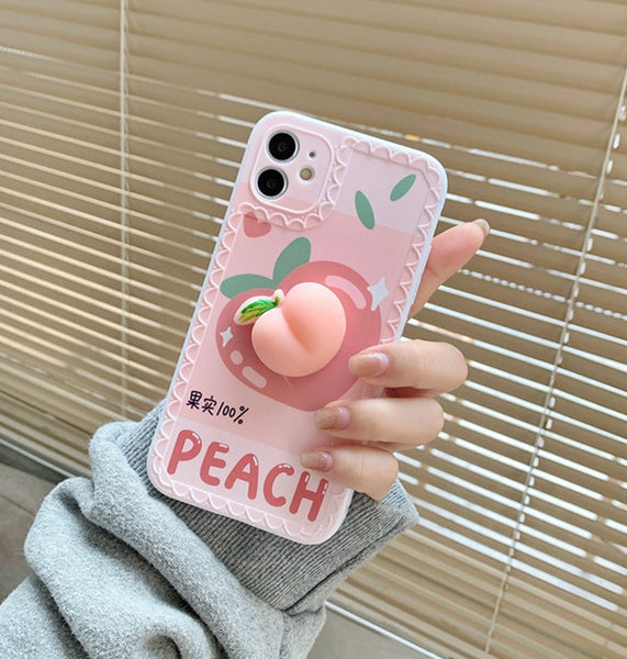 Kawaii Peach Phone Case for iphone7/7plus/8/8P/X/XS/XR/XS Max/11/11 pro/11 pro max/12/12pro/12mini/12pro max JK2670