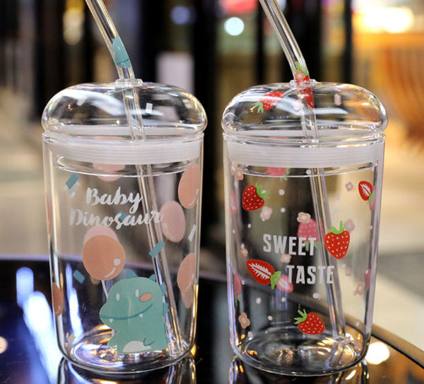 Cute Strawberry Glass Water Cup JK2353