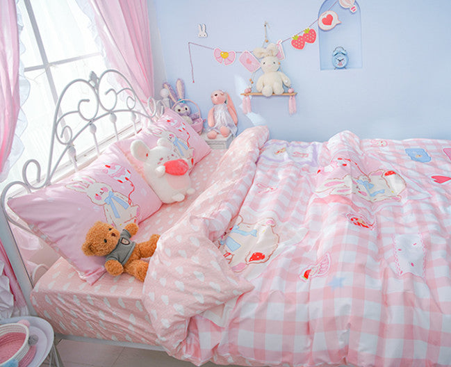 Pink Rabbit Bedding Set JK2413 – Juvkawaii