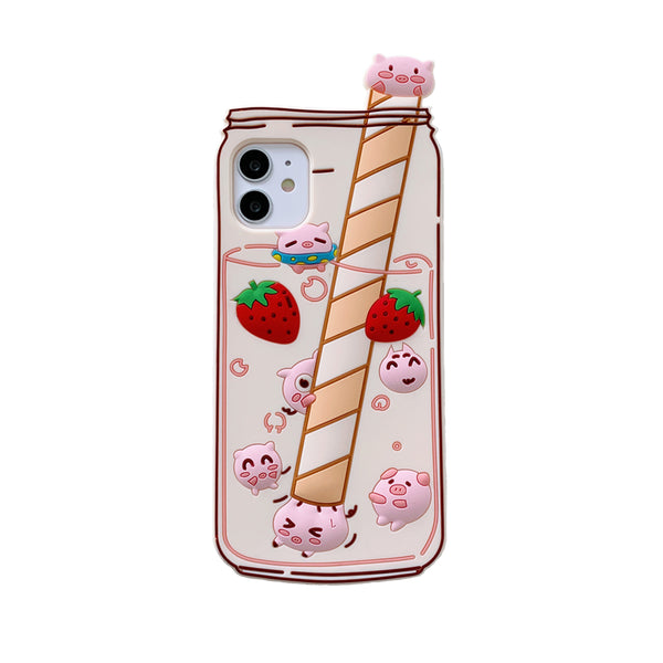 Strawberry Pig Phone Case for iphone 6/6s/6plus/7/7plus/8/8P/X/XS/XR/XS Max/11/11 pro/11 pro max JK2344