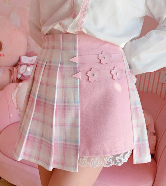 Pink Sakura Plaid Skirt JK2905