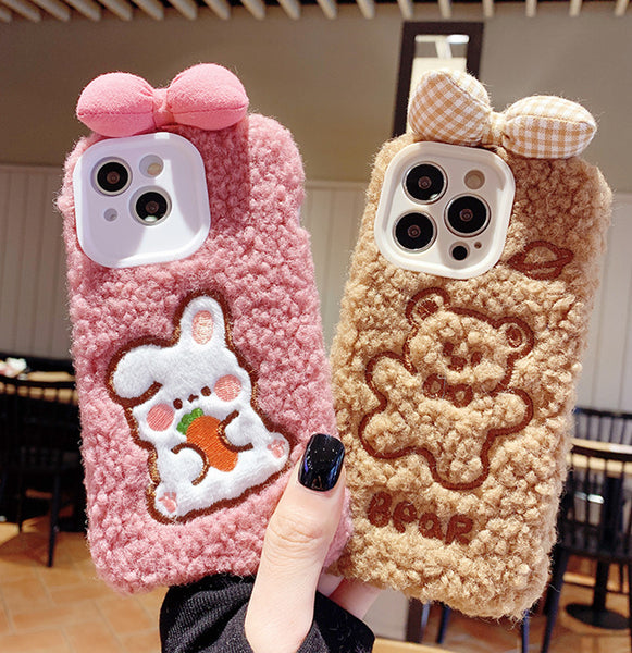 Cute Rabbit and Bear Phone Case for iphone 7/7plus/8/8P/X/XS/XR/XS Max/11/11pro/11pro max/12/12pro/12pro max/12mini/13/13pro/13pro max JK2927