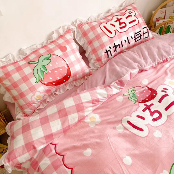Kawaii Strawberry Bedding Set JK1918