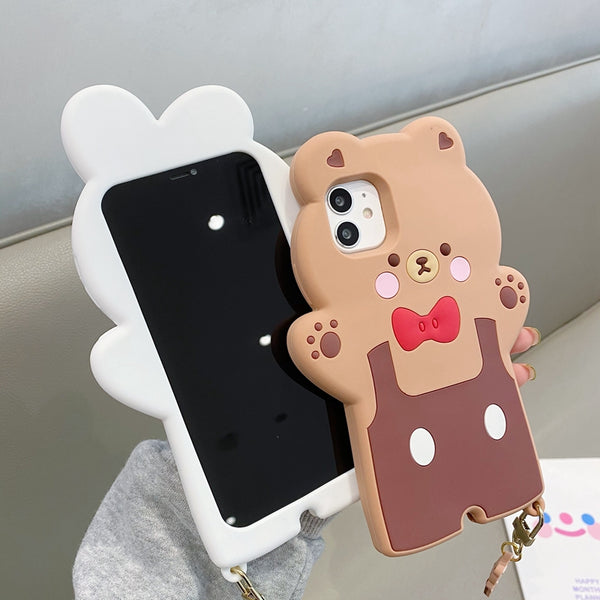 Lovely Rabbit and Bear Phone Case for iphone7/7plus/8/8P/X/XS/XR/XS Max/11/11 pro/11 pro max/12/12pro/12mini/12pro max JK3112