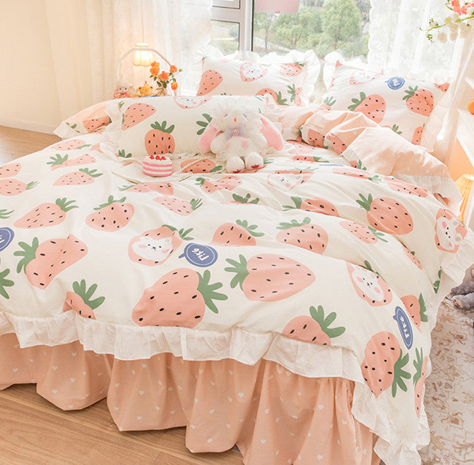 Fashion Strawberry Rabbits Bedding Set JK2697