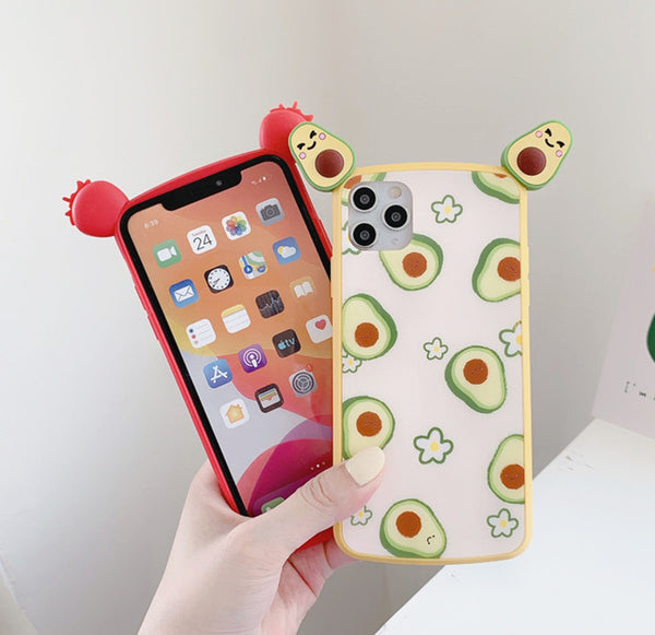 Cute Avocado and Strawberry Phone Case for iphone7/7plus/8/8P/X/XS/XR/XS Max/11/11 pro/11 pro max JK2313