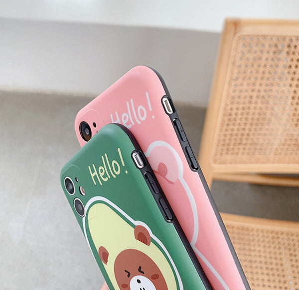 Cute Bear Phone Case for iphone7/7plus/8/8P/X/XS/XR/XS Max/11/11pro/11pro max JK2095