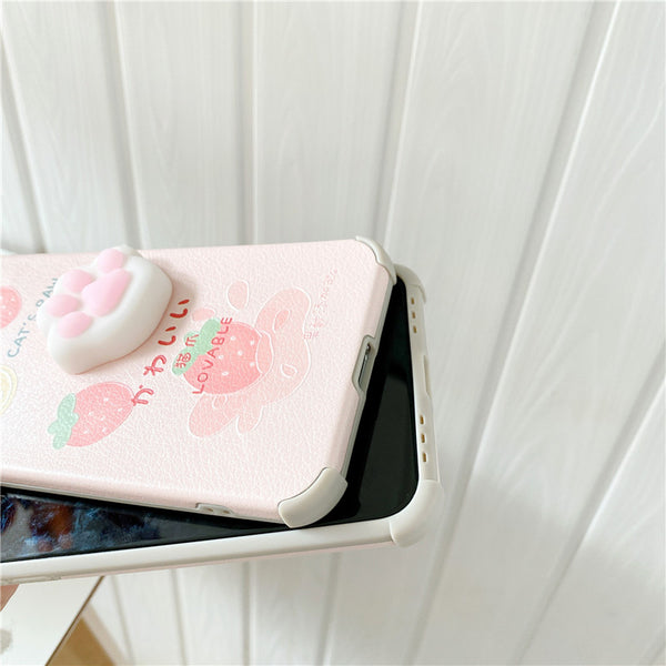 Strawberry Cat Paw Phone Case for iphone7/7plus/8/8P/X/XS/XR/XS Max/11/11 pro/11 pro max/12/12pro/12mini/12pro max JK2724