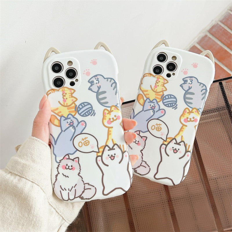 Lovely Cats Phone Case for iphone7/7plus/8/8P/X/XS/XR/XS Max/11/11 pro/11 pro max/12/12pro/12mini/12pro max JK2794