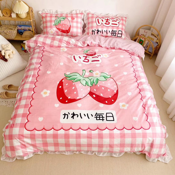 Kawaii Strawberry Bedding Set JK1918