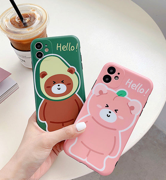 Cute Bear Phone Case for iphone7/7plus/8/8P/X/XS/XR/XS Max/11/11pro/11pro max JK2095