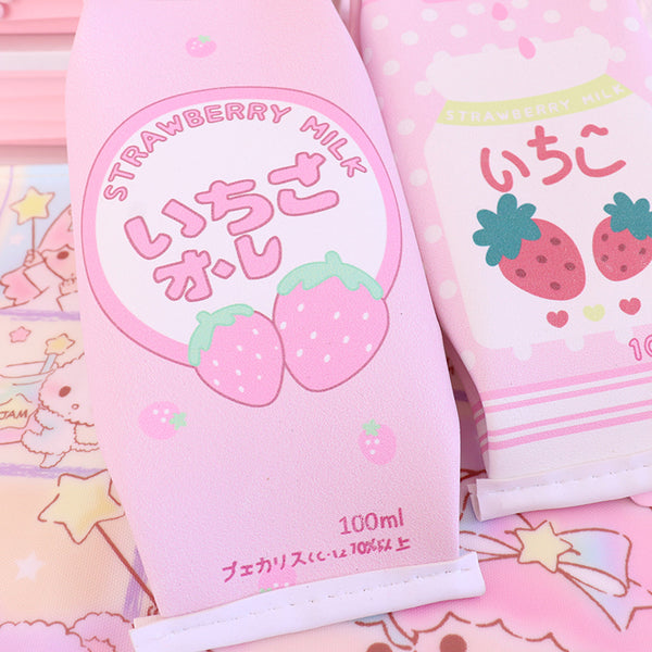 Kawaii Strawberry Milk Stationery Bag  JK1805
