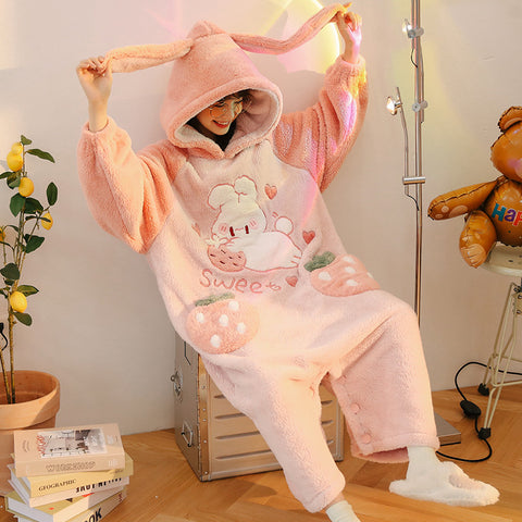 Sweet Strawberry Winter Pajamas Suit/Dress JK2941