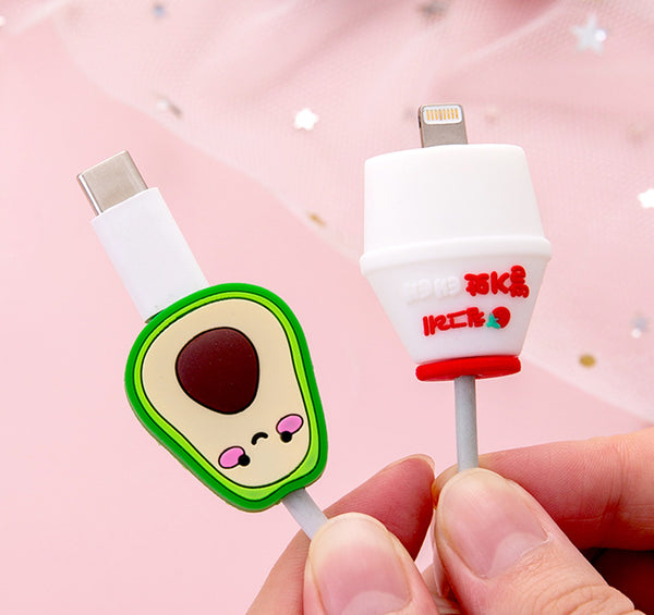 Cartoon Milk Phone Charger Date Wire Protector JK1880