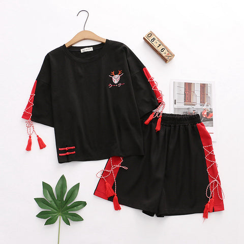 Fashion Black Tshirt and Shorts Set JK2210
