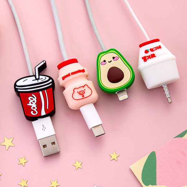 Cartoon Milk Phone Charger Date Wire Protector JK1880