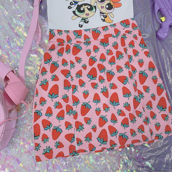 Fashion Strawberry Plaid Skirt JK2415