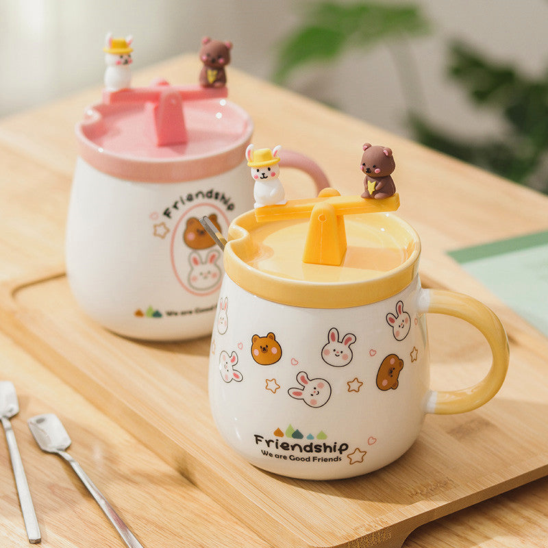 Lovely Rabbit and Bear Mug Cup JK3131