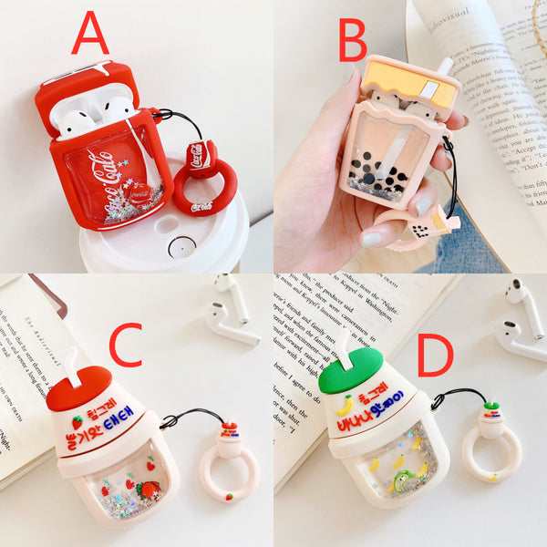 New Style Quicksand Bubble Tea Airpods Protector Case JK1734