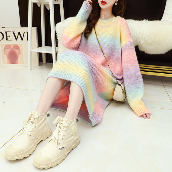 Fashion Rainbow Sweater Dress JK2879