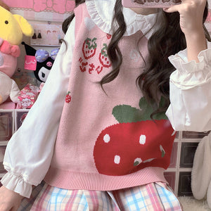 Fashion Strawberry Vest Sweater JK2877
