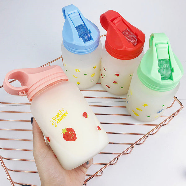 Cute Strawberry and Pineapple Glass Water Bottle  JK1655