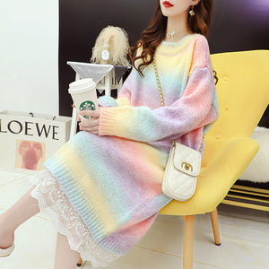 Fashion Rainbow Sweater Dress JK2879