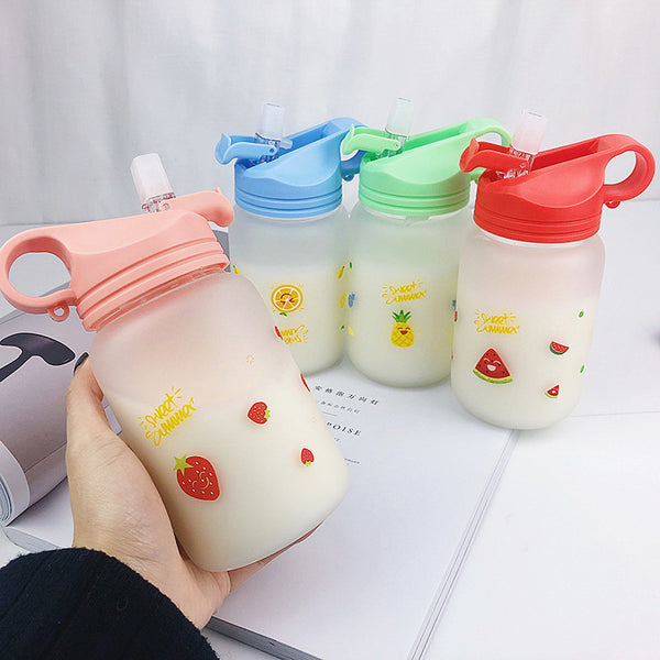 Cute Strawberry and Pineapple Glass Water Bottle  JK1655