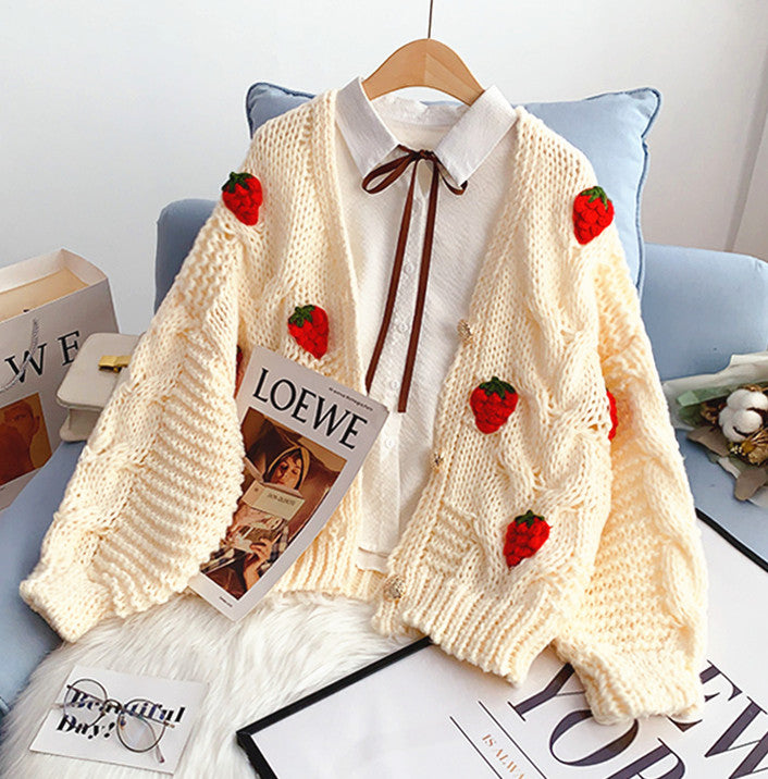 Fashion Strawberry Sweater Coat JK3054