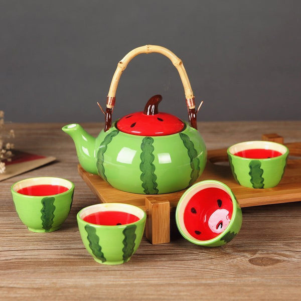 Kawaii Watermelon Ceramic Water Kettle and Cup Set JK2473