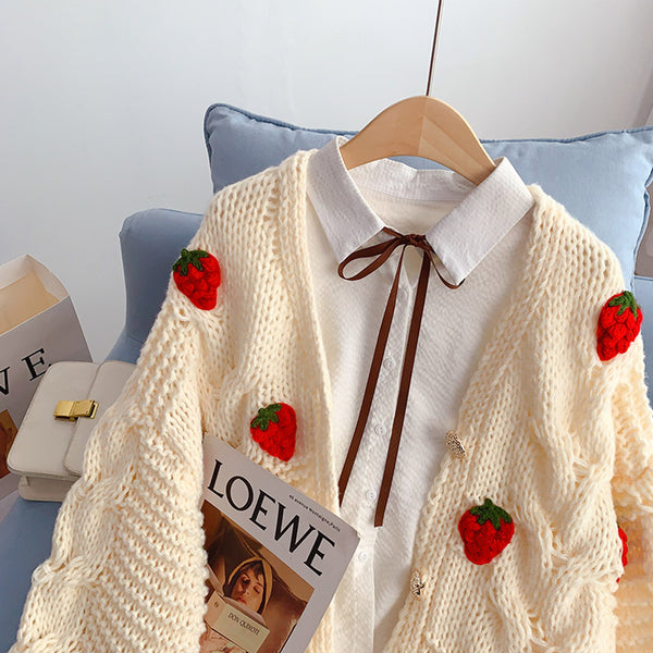 Fashion Strawberry Sweater Coat JK3054