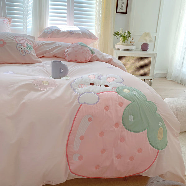 Fashion Strawberry Rabbit Bedding Set JK3303