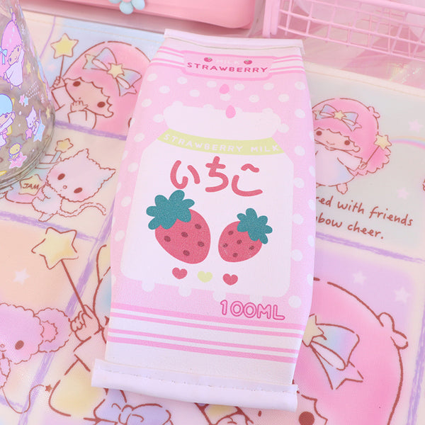 Kawaii Strawberry Milk Stationery Bag  JK1805