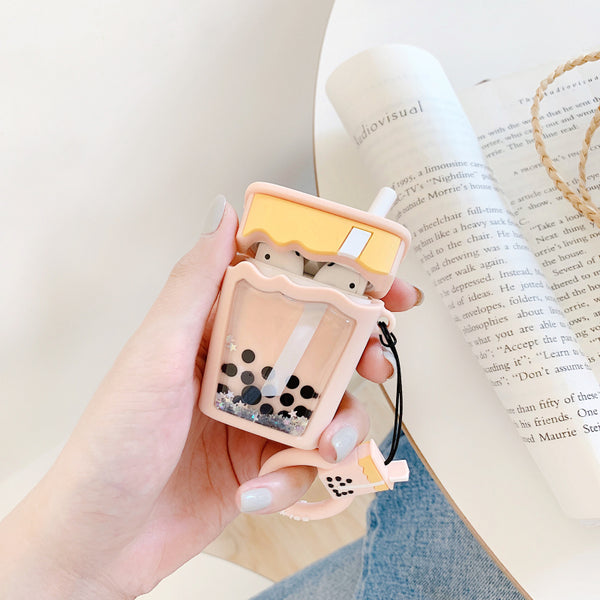 New Style Quicksand Bubble Tea Airpods Protector Case JK1734