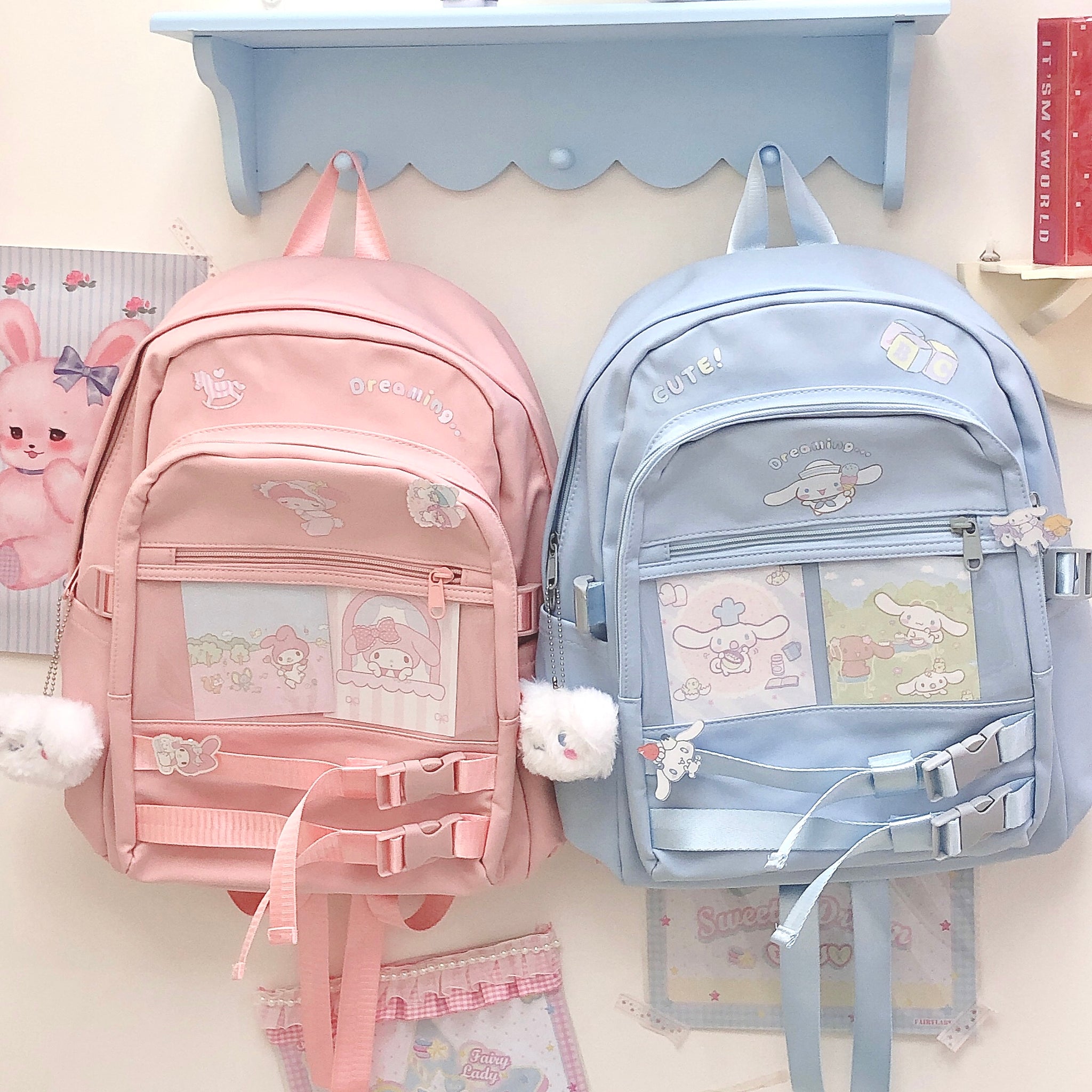 Kawaii Anime Backpack School Bag with Side Pockets Women Student Women  Nylon | eBay