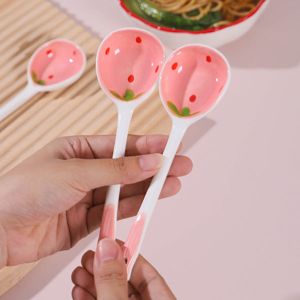 Cute Strawberry Ceramic Spoon JK3413