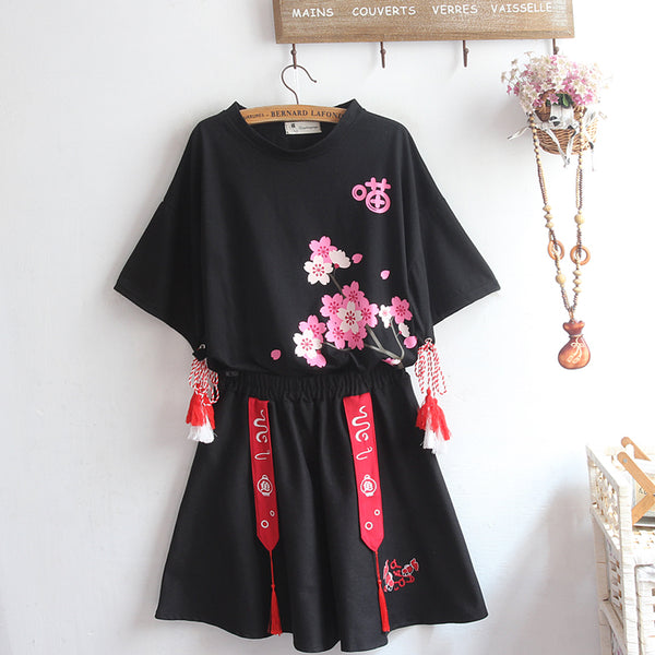 Fashion Flowers Tshirt and Skirt Set JK2174