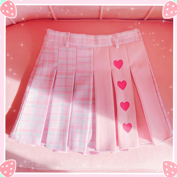 Fashion Hearts Plaid Skirt JK2659