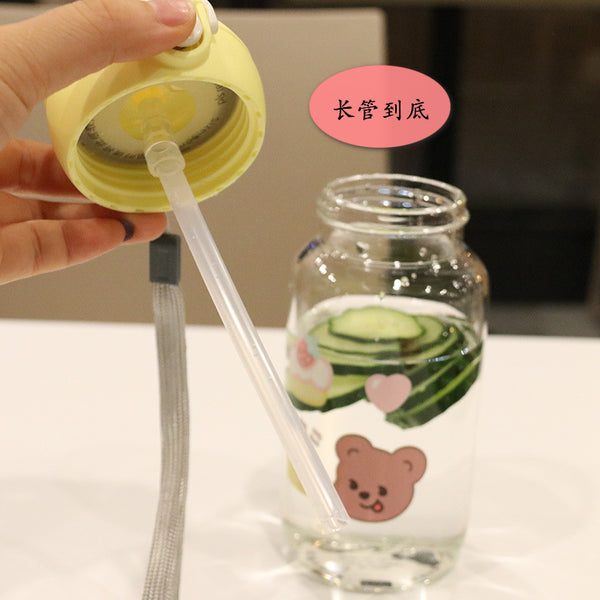Kawaii Bear Glass Water Bottle JK2272