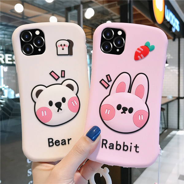 Cute Bear and Rabbit Phone Case for iphone7/7plus/8/8P/X/XS/XR/XS Max/11/11 pro/11 pro max JK2062