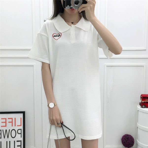 Fashion Polo Collar Knit T-shirt Dress JK1605