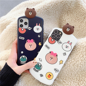 Cute Bear Phone Case for iphone7/7plus/8/8P/X/XS/XR/XS Max/11/11 pro/11 pro max JK2082
