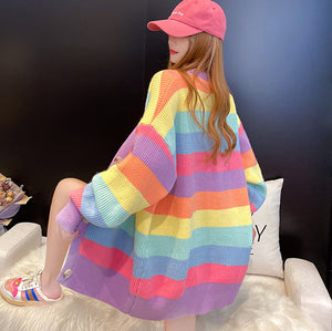 Fashion Rainbow Sweater Coat JK2434