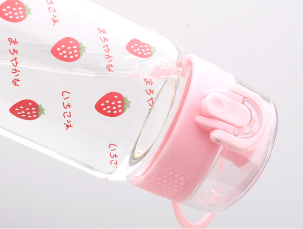 Cute Strawberry Glass Water Bottle  JK2384