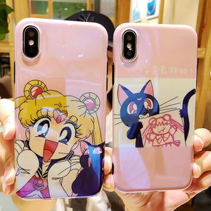 Luna and Usagi Phone Case for iphone 6/6s/6plus/7/7plus/8/8P/X JK1406