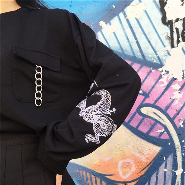 Fashion Embroidered Dragon Hoodie JK2056